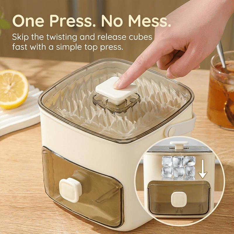 🧊The "Easy-Pop" 2-in-1 Smart Ice System: One-Touch Quick-Release Tray & Sealed Storage Bin
