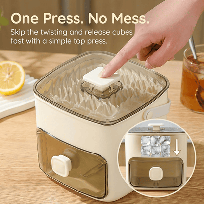 🧊The "Easy-Pop" 2-in-1 Smart Ice System: One-Touch Quick-Release Tray & Sealed Storage Bin