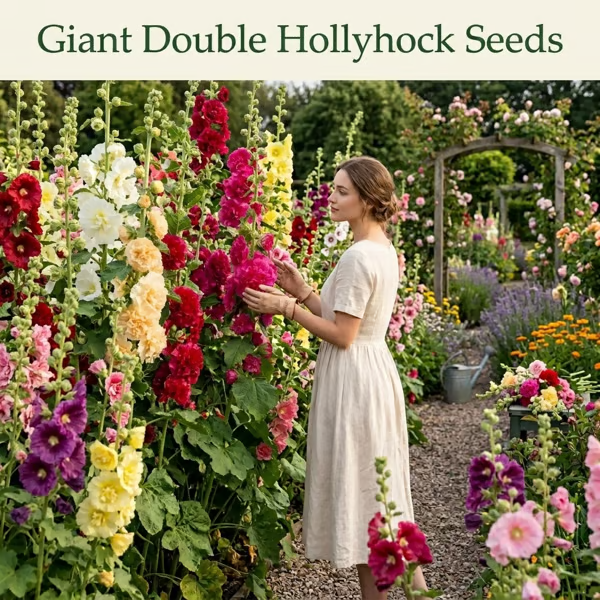 Double Hollyhock "St. Joseph's Staff" Seeds - The Sky-High Garden Masterpiece