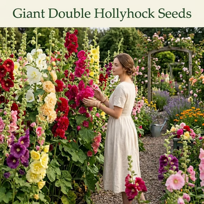 Double Hollyhock "St. Joseph's Staff" Seeds - The Sky-High Garden Masterpiece