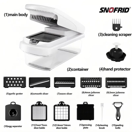 🥕15-in-1 Vegetable Chopper | Multifunctional Food Cutter with Container