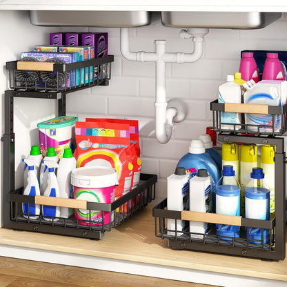C-Shaped Under Sink Organizer with 2-Tier Sliding Drawers🚰