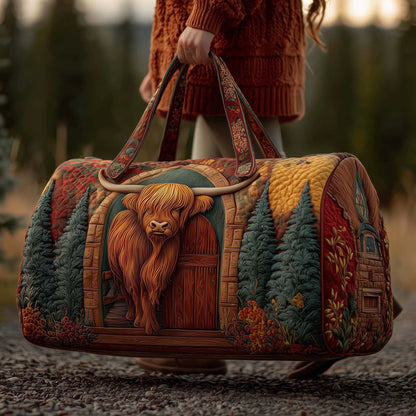 🐮💖Highland Cow Quilted Duffle Bag