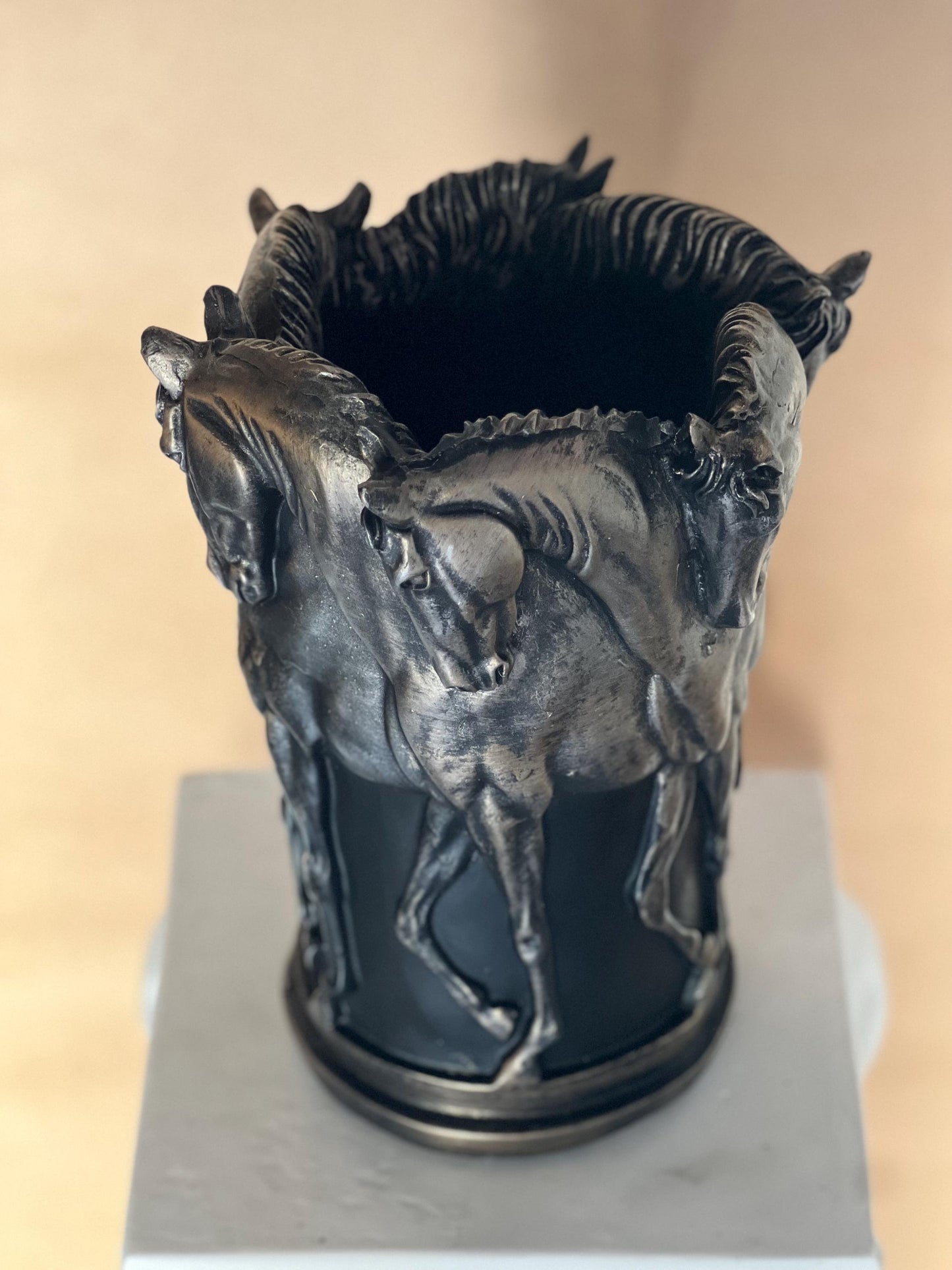 Horse Flower Vase: Marble Powder Sculpture