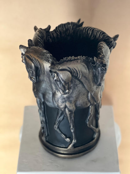 Horse Flower Vase: Marble Powder Sculpture