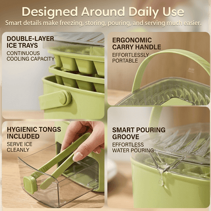 🧊The "Easy-Pop" 2-in-1 Smart Ice System: One-Touch Quick-Release Tray & Sealed Storage Bin