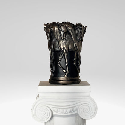 Horse Flower Vase: Marble Powder Sculpture