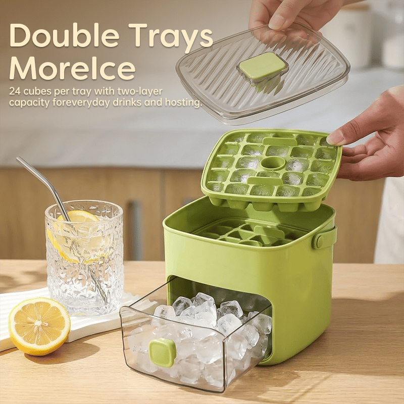 🧊The "Easy-Pop" 2-in-1 Smart Ice System: One-Touch Quick-Release Tray & Sealed Storage Bin