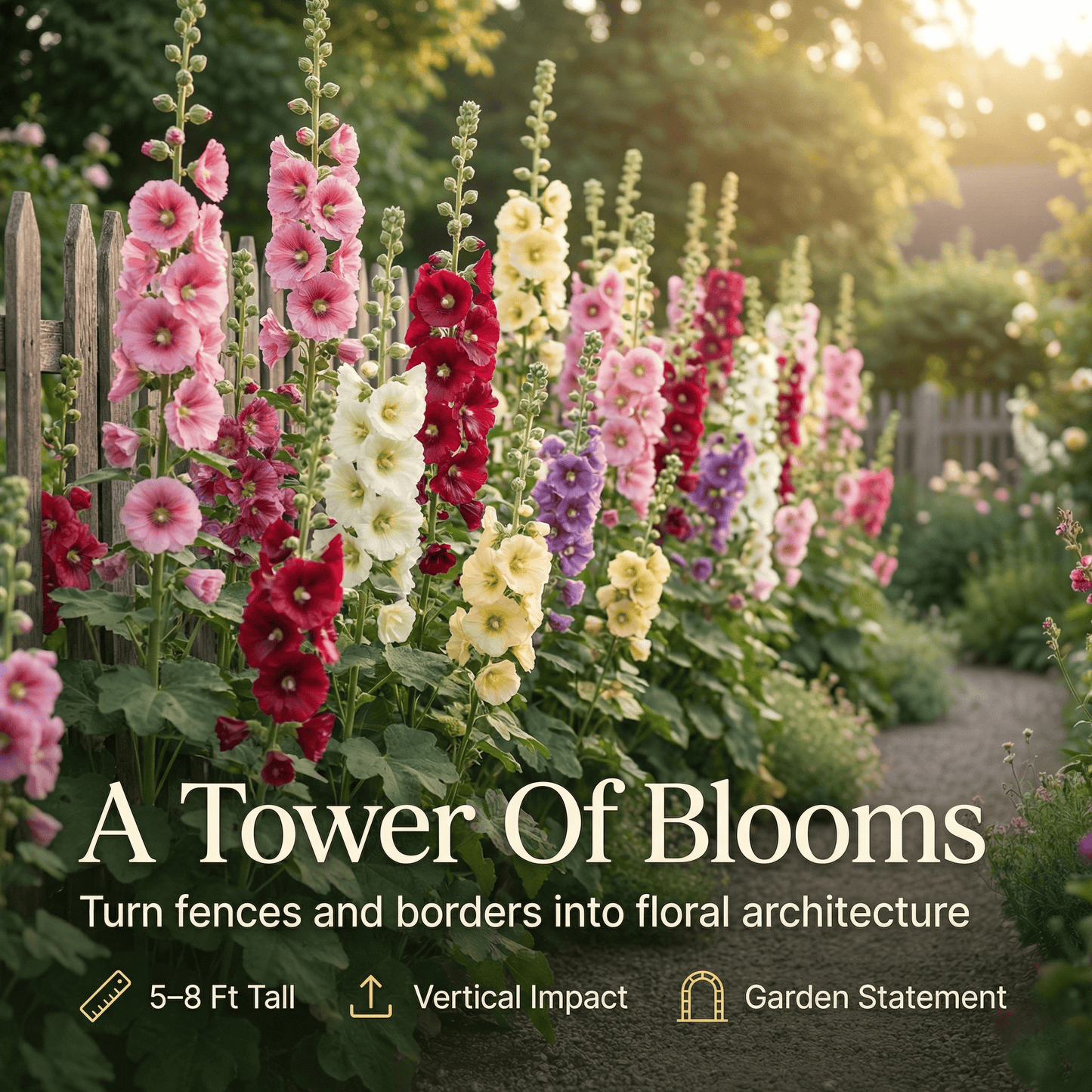 Double Hollyhock "St. Joseph's Staff" Seeds - The Sky-High Garden Masterpiece