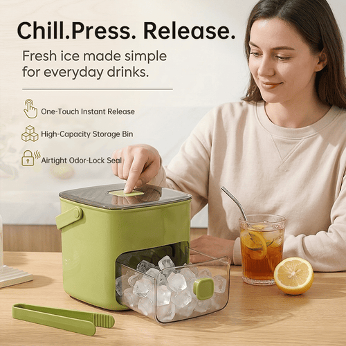 🧊The "Easy-Pop" 2-in-1 Smart Ice System: One-Touch Quick-Release Tray & Sealed Storage Bin