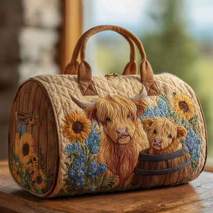 🐮💖Highland Cow Quilted Duffle Bag