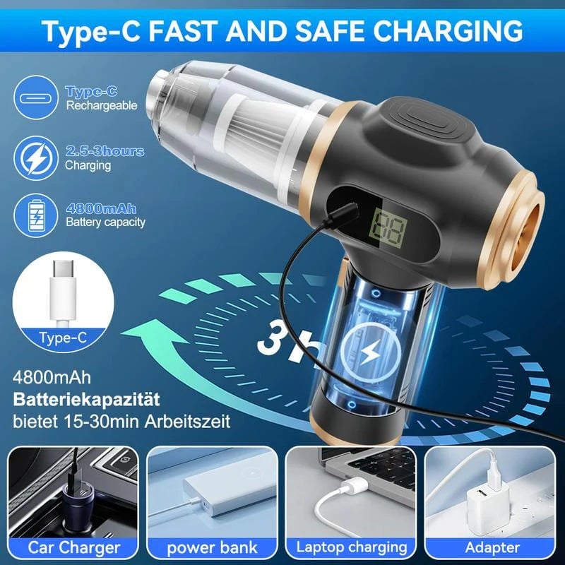 19,000Pa Wireless Handheld Vacuum & Turbo Blower
