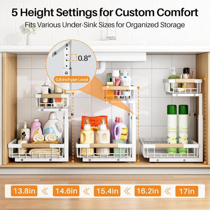 C-Shaped Under Sink Organizer with 2-Tier Sliding Drawers🚰