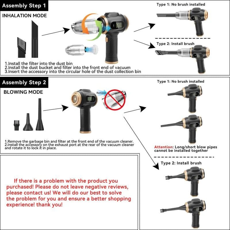 19,000Pa Wireless Handheld Vacuum & Turbo Blower