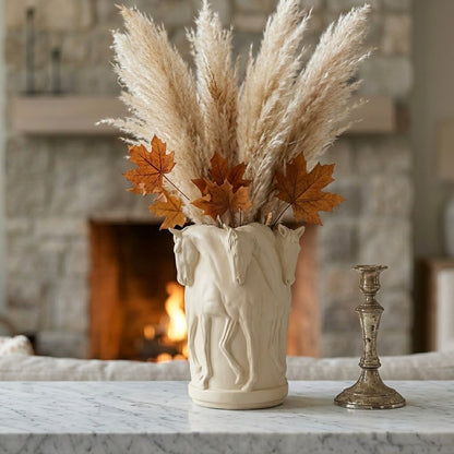 Horse Flower Vase: Marble Powder Sculpture