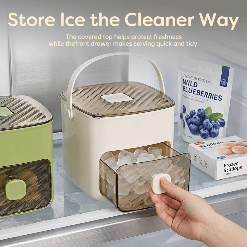 🧊The "Easy-Pop" 2-in-1 Smart Ice System: One-Touch Quick-Release Tray & Sealed Storage Bin