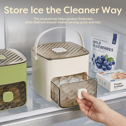 🧊The "Easy-Pop" 2-in-1 Smart Ice System: One-Touch Quick-Release Tray & Sealed Storage Bin