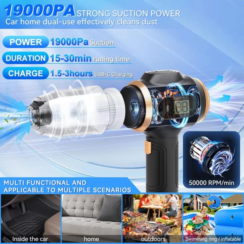 19,000Pa Wireless Handheld Vacuum & Turbo Blower